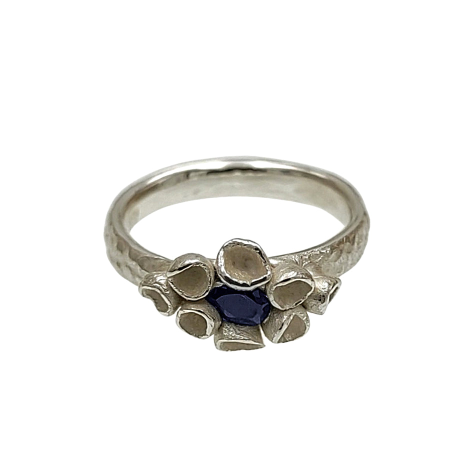 Ring aus Silber und blauem Saphir